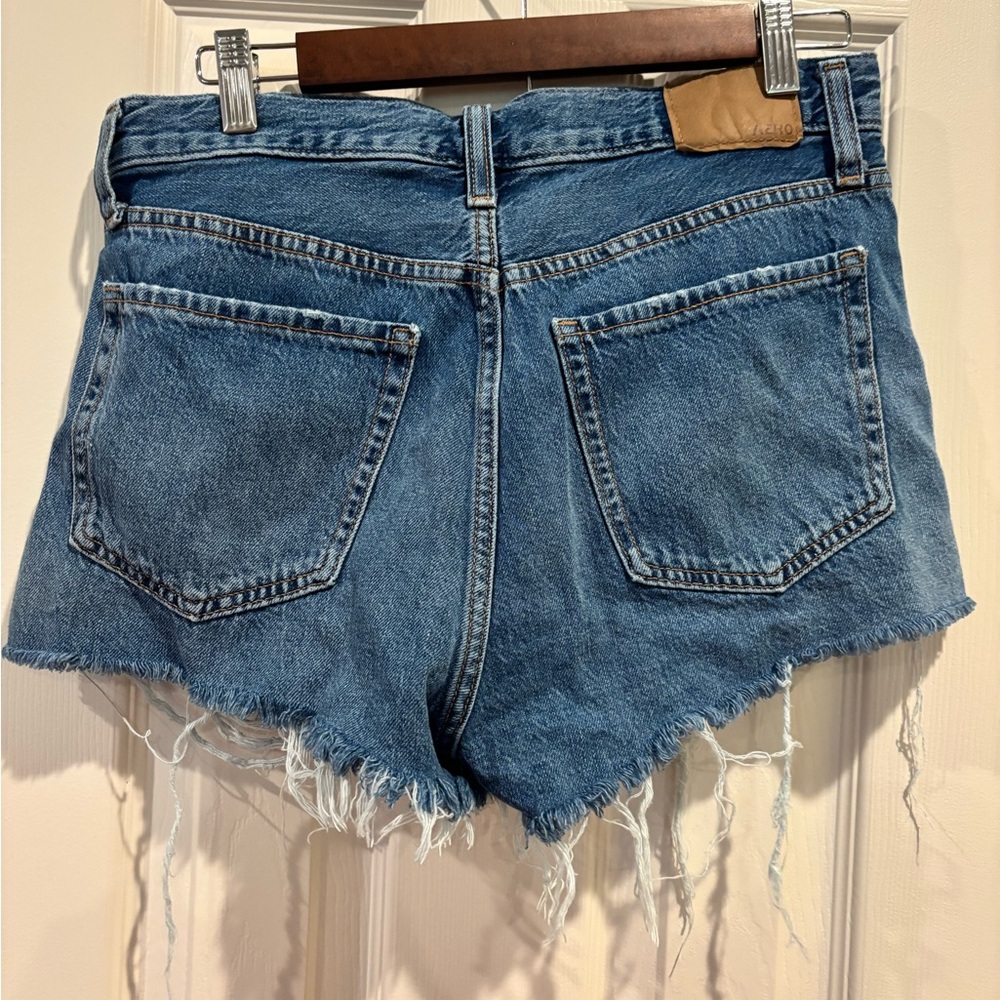 Aeropostale Boyfriend Blue Jean Shorts High-Waisted Frayed